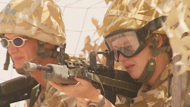 Signaller Katy Harbron during the campaign in the Gulf in 2003