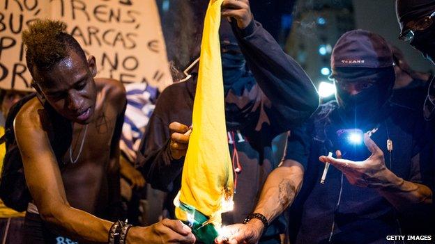 Protesters in Rio in March 2014