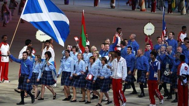 Scotland team at Commonwealth Games 2010 opening ceremony