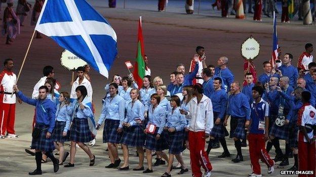 Scotland team at Commonwealth Games 2010 opening ceremony