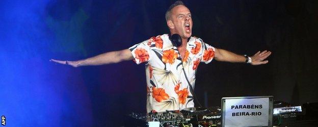 Fatboy Slim performed at the inauguration of Beira-Rio Stadium, one of Brazil's World Cup venues, last month