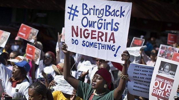 Rally for abducted schoolgirls in Johannesburg, South Africa. 8 May 2014