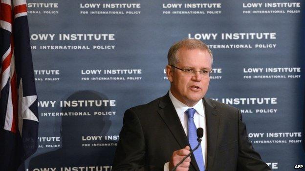 Australian Immigration Minister Scott Morrison speaks on 9 May 2014