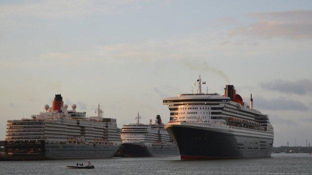 The three ships of the Cunard fleet