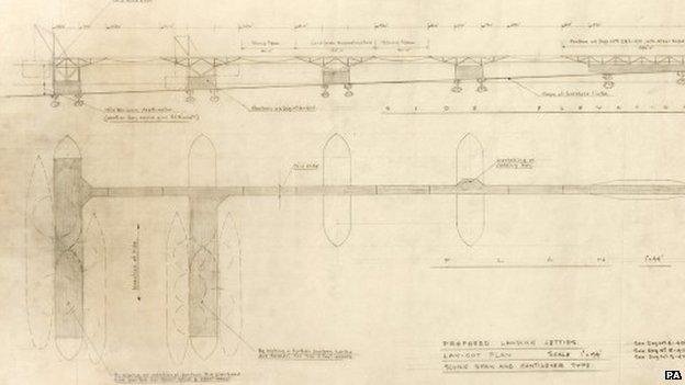 Hugh Iorys Hughes plans for the Mulberry harbour