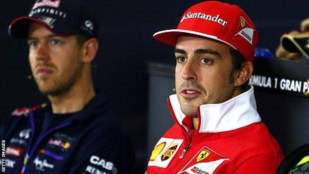 Fernando Alonso (right) and Sebastian Vettel