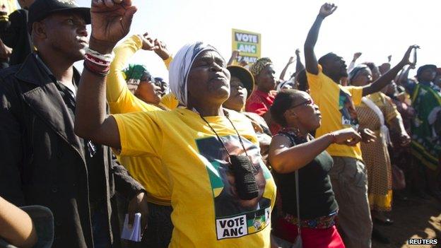 Supporters of African National Congress at a voting station in the Nkandla district, 7 May 2014