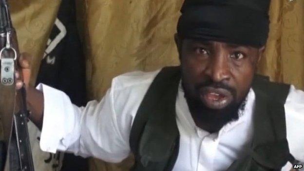 A screengrab taken on 24 March 2014 from a video obtained by AFP showing Boko Haram leader Abubakar Shekau