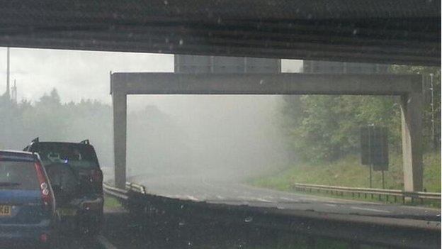 Smoke from lorry fire (Pic: Alwyn Dunn)