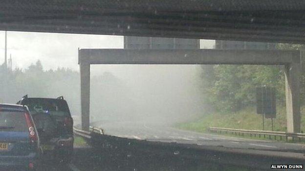 Smoke from lorry fire