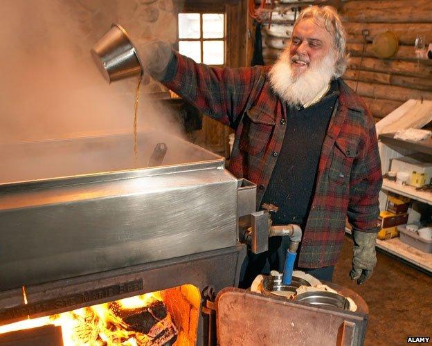 Pierre Faucher in his "sugar shack"