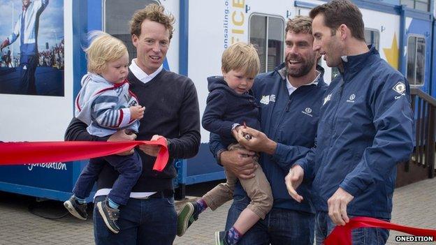 Sir Ben Ainslie, Iain Percy, Paul Goodison and Andrew Simpson's children