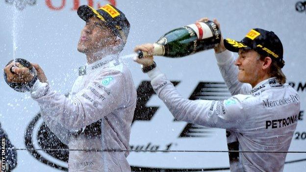 Lewis Hamilton (left) with team-mate Nico Rosberg