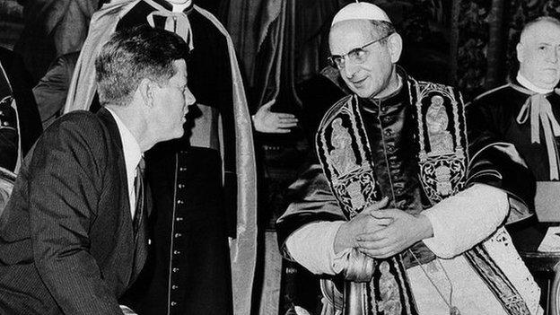 Pope Paul VI and John Kennedy at the Vatican July 1963