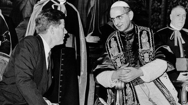 Pope Paul VI and John Kennedy at the Vatican July 1963