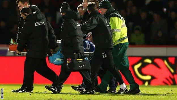 Bryan Oviedo taken off on a stretcher