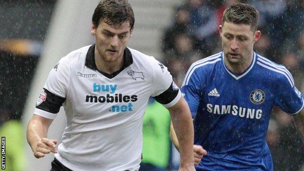 Chris Martin action for Derby County against Chelsea