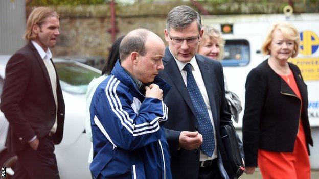 Craig Levein at Tynecastle with Ann Budge