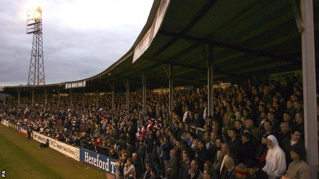 Hereford United fans at Edgar Street