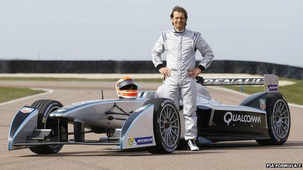 Jarno Trulli and Formula E racing car