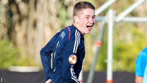 Scott Wright celebrates for Scotland