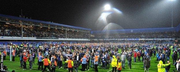 QPR fans celebrate their team's victory