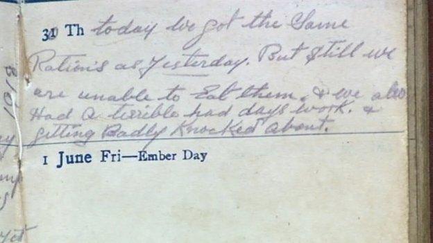 The last entry in James Grier's war diary