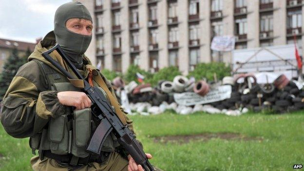Pro-Russian militant in Donetsk - 13 May