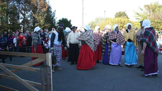 People dressed as rioters for the anniversary celebrations