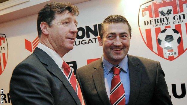 Peter Hutton (right) was Roddy Collins's assistant at the Brandywell