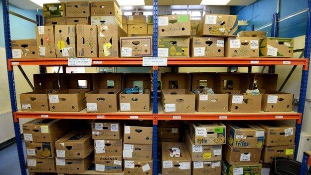 Boxes at a food bank