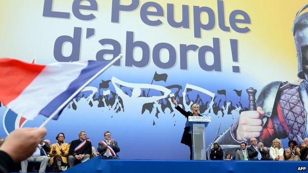 Marine Le Pen at 1 May rally in Paris