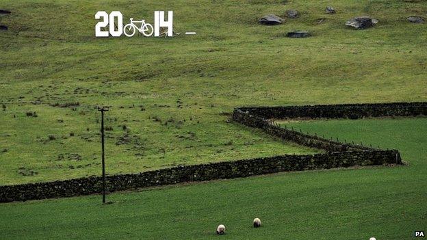 A sign welcoming the Tour to Yorkshire