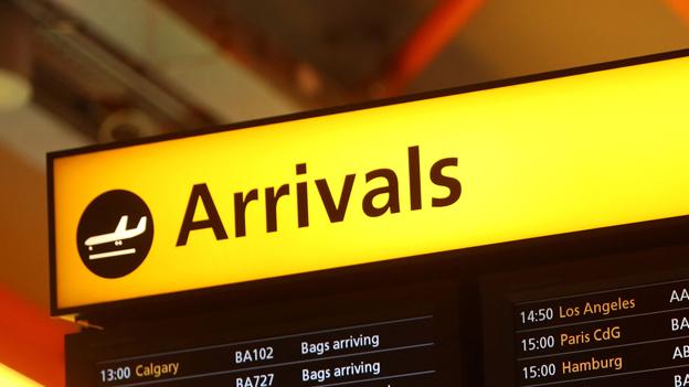 Arrivals board at Heathrow airport