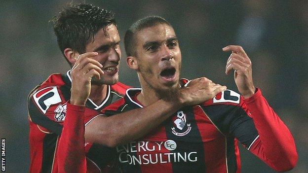 Lewis Grabban celebrates a goal