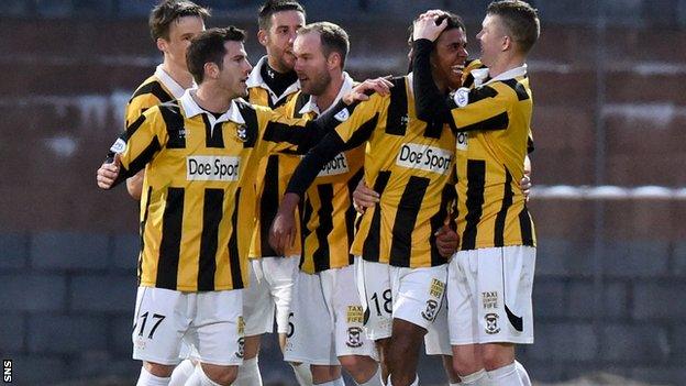 East Fife celebrate after Austin's equaliser