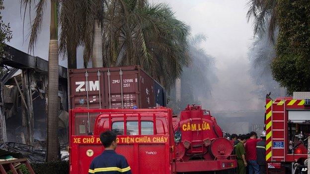 Protesters set several foreign factories on fire in southern Vietnam on Tuesday