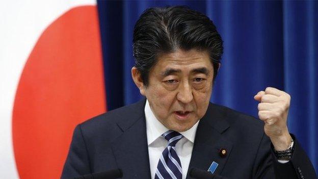 Japan's Prime Minister Shinzo Abe speaks during a press conference at the prime minister's official residence in Tokyo, on 15 May