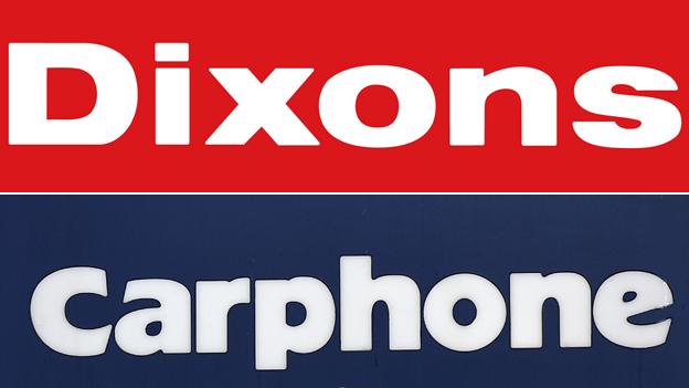 Composite of signs saying "Dixons" and "Carphone"