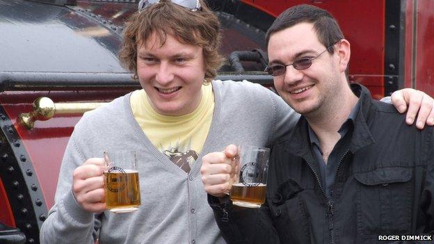 Revellers at the Welsh Highland Rail Ale Festival