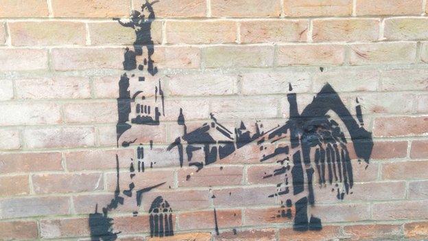 Graffiti on Boston Stump's vicarage