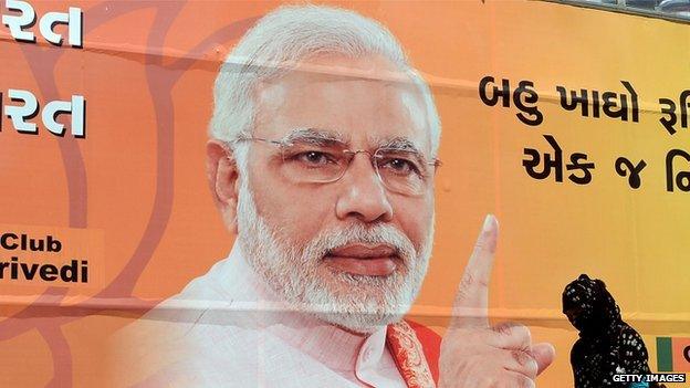 Campaign poster for Narendra Modi, who ran as a candidate of the Bharatiya Janata Party