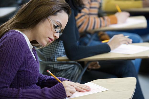 Woman sitting exam