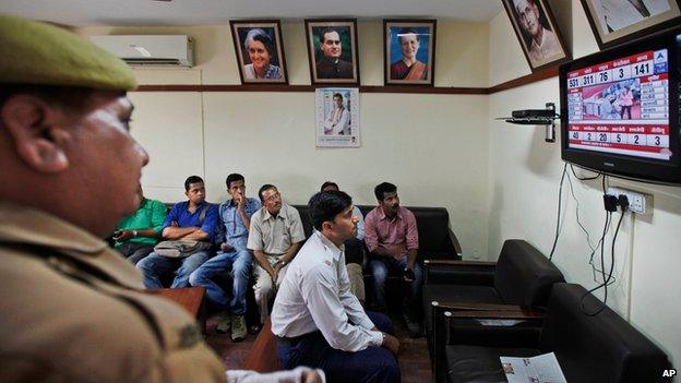 Congress party headquarters in New Delhi on 16 May 2014