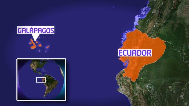 Map showing Galapagos Islands off Ecuador