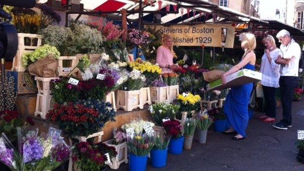 Flower stall at Cambridge Market