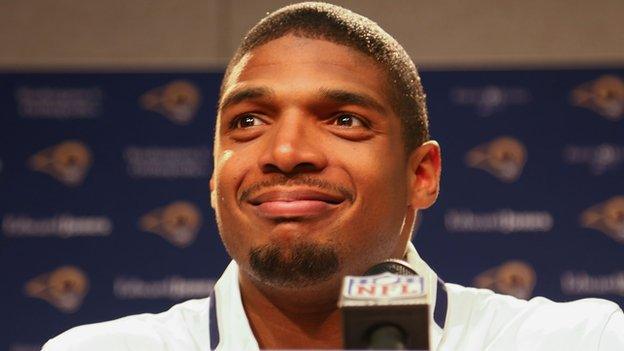 St Louis Ram football player Michael Sam at a press conference on 13 May, 2014.