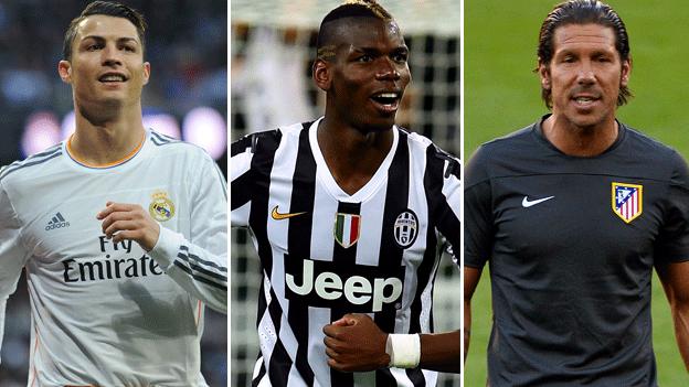 Cristiano Ronaldo, Paul Pogba and Diego Simeone