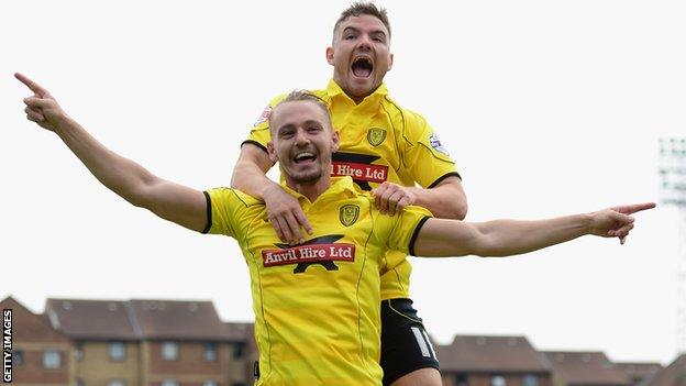 Adam McGurk celebrates scoring for Burton Albion