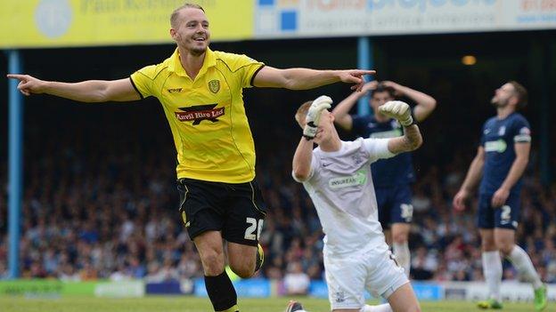 Adam McGurk celebrates scoring for Burton Albion